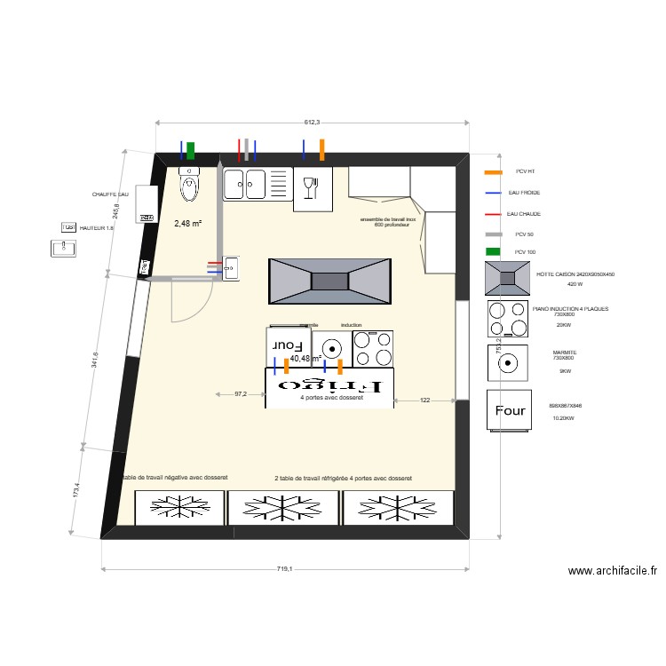 calonne 33. Plan de 2 pièces et 43 m2