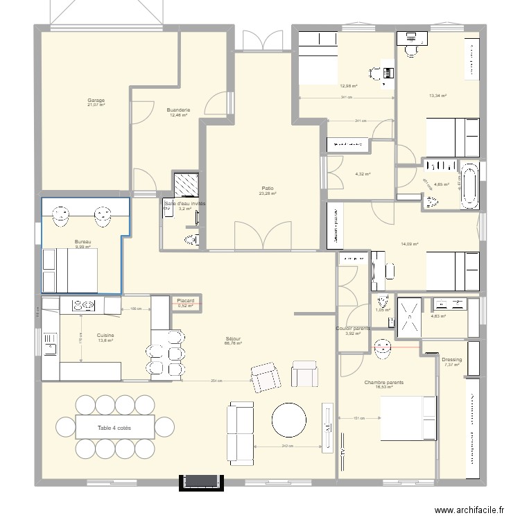 10 sq des Tilleuls à modifier 3. Plan de 18 pièces et 234 m2