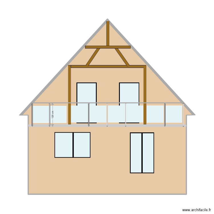 Facade BALCON ESSAI 3c. Plan de 2 pièces et 51 m2