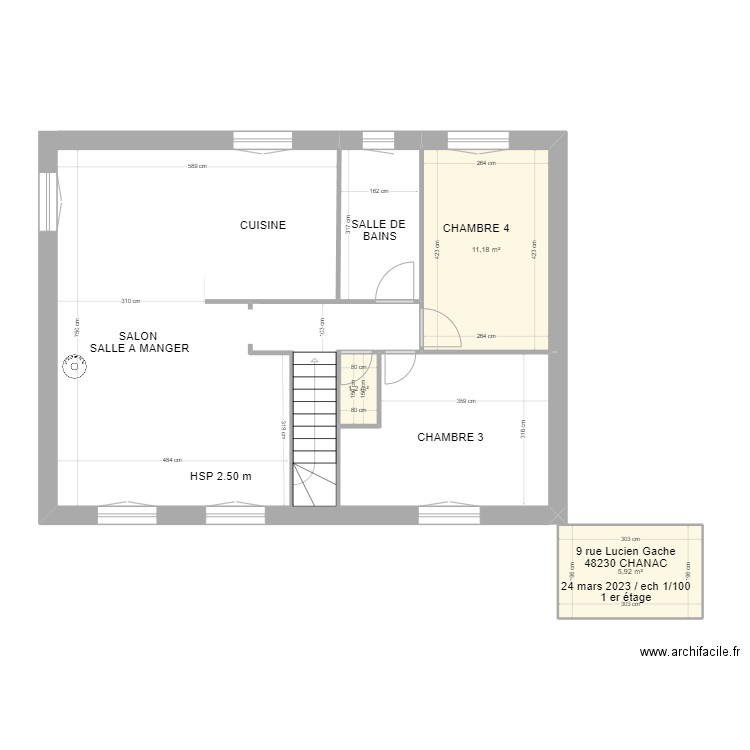 CHANAC 1. Plan de 3 pièces et 18 m2