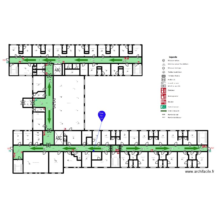 Rez de chaussée invalide. Plan de 101 pièces et 1891 m2