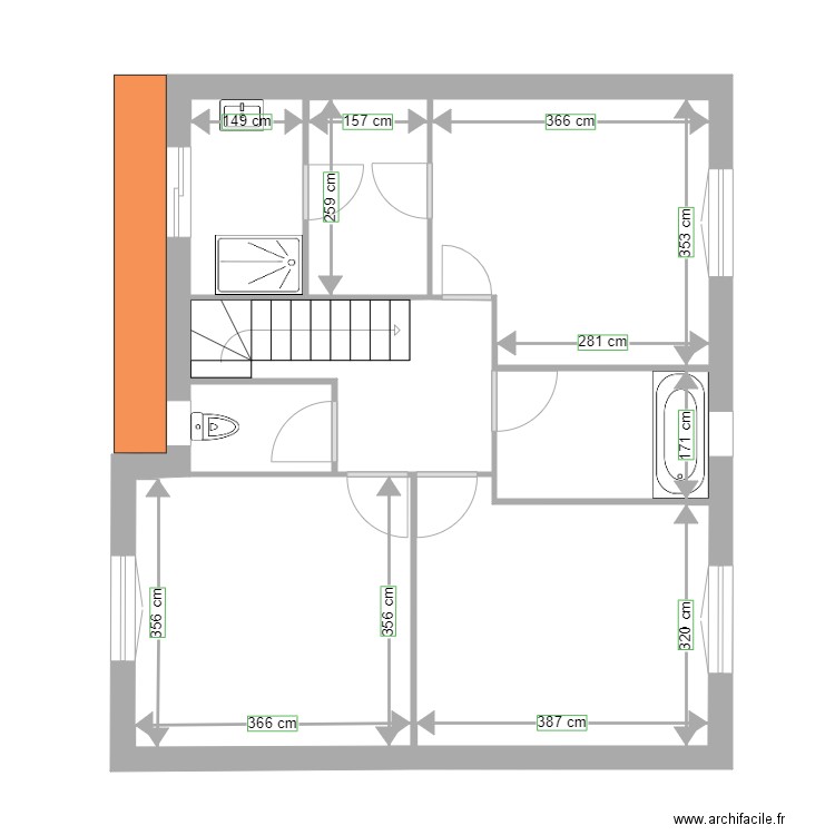 bagnole. Plan de 49 pièces et 449 m2