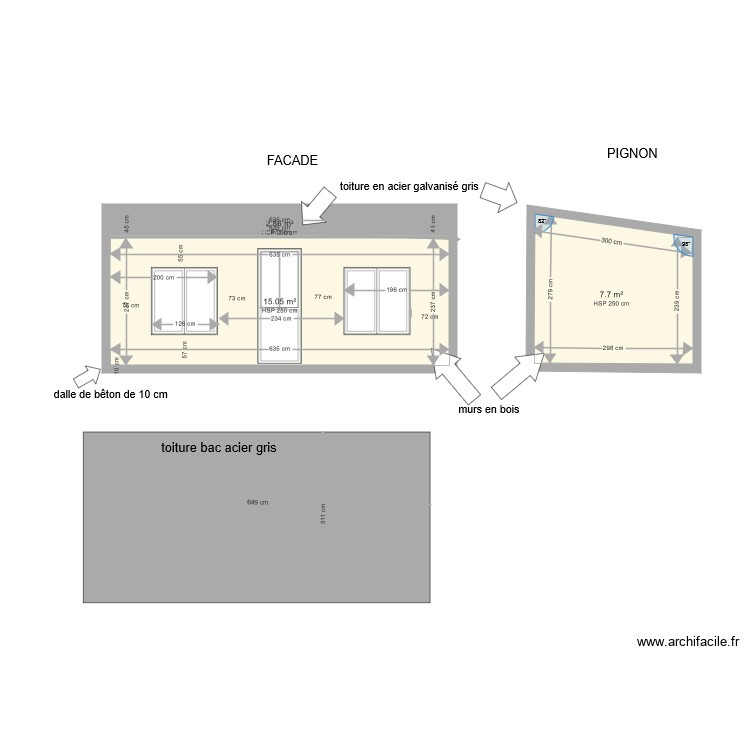 FACADE ET PIGNON ABRI 2. Plan de 0 pièce et 0 m2