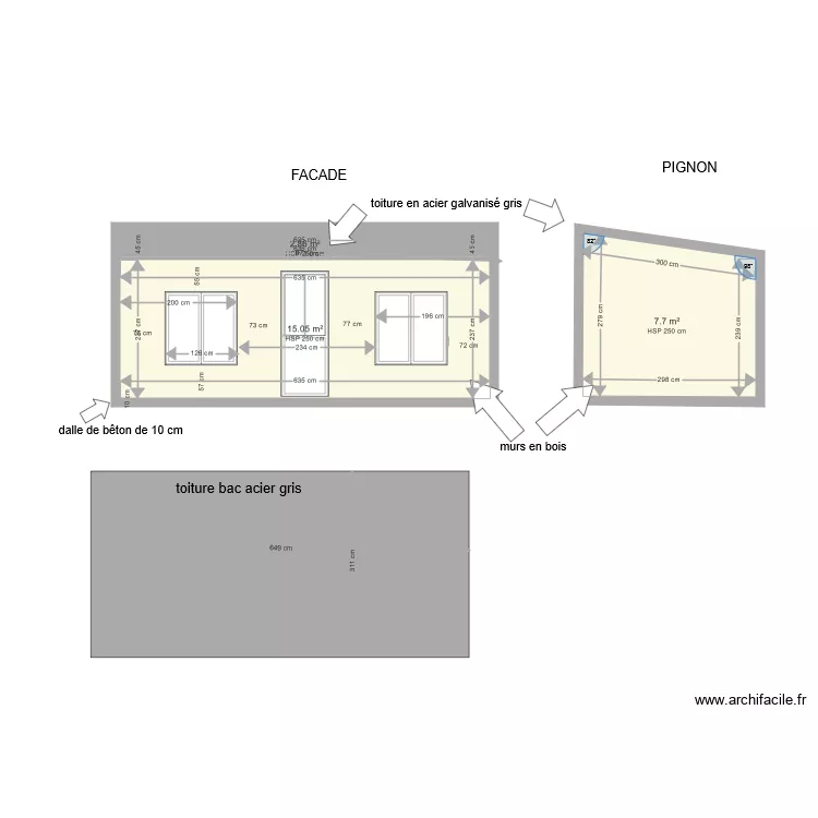 FACADE ET PIGNON ABRI 2. Plan de 