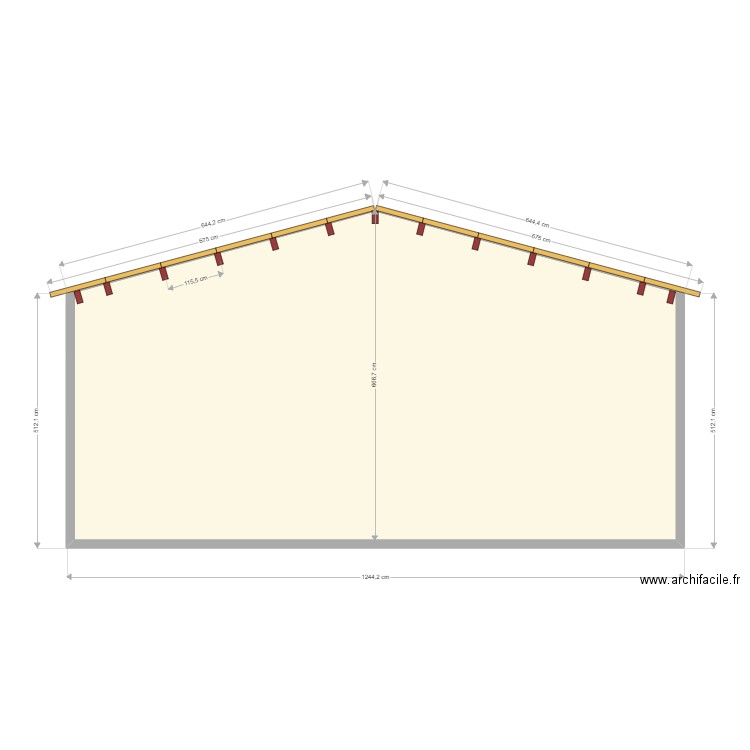 coupe atelier. Plan de 1 pièce et 71 m2