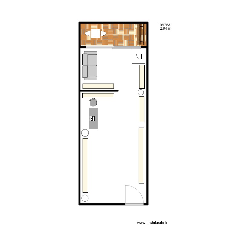 Plan UC. Plan de 2 pièces et 23 m2