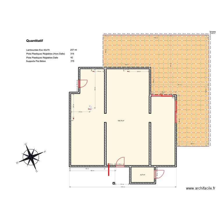 Plan Terrasse. Plan de 10 pièces et 281 m2