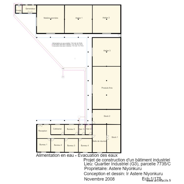 plan plomberie. Plan de 0 pièce et 0 m2