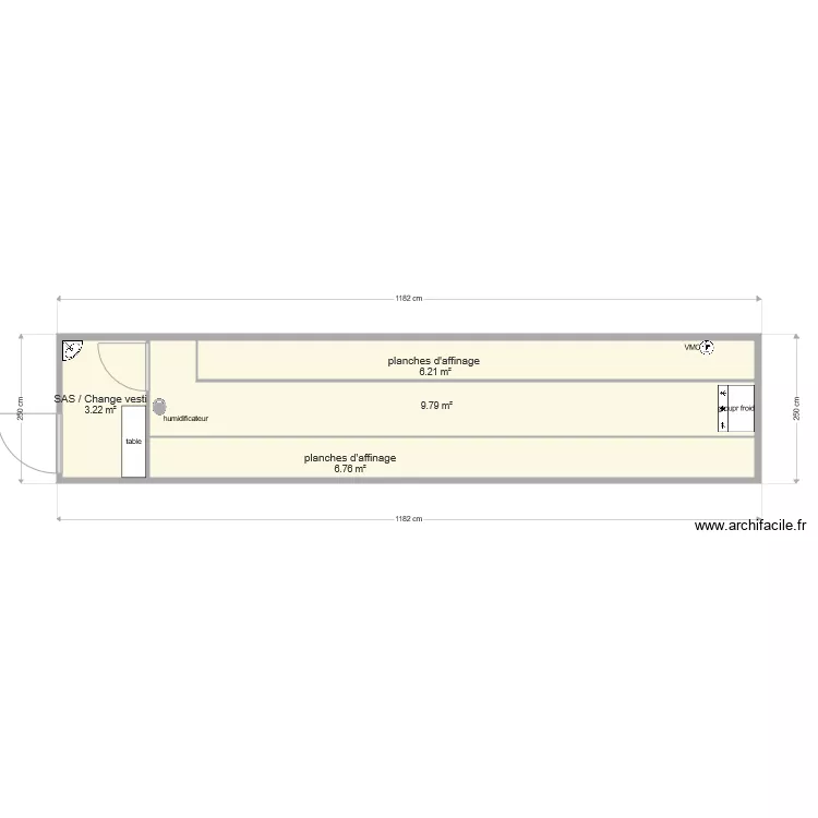pi&egrave;ce affinage. Plan de 