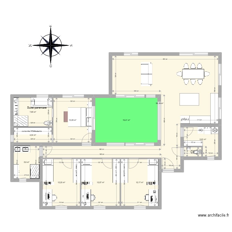 Projet Bouton d'or. Plan de 11 pièces et 149 m2