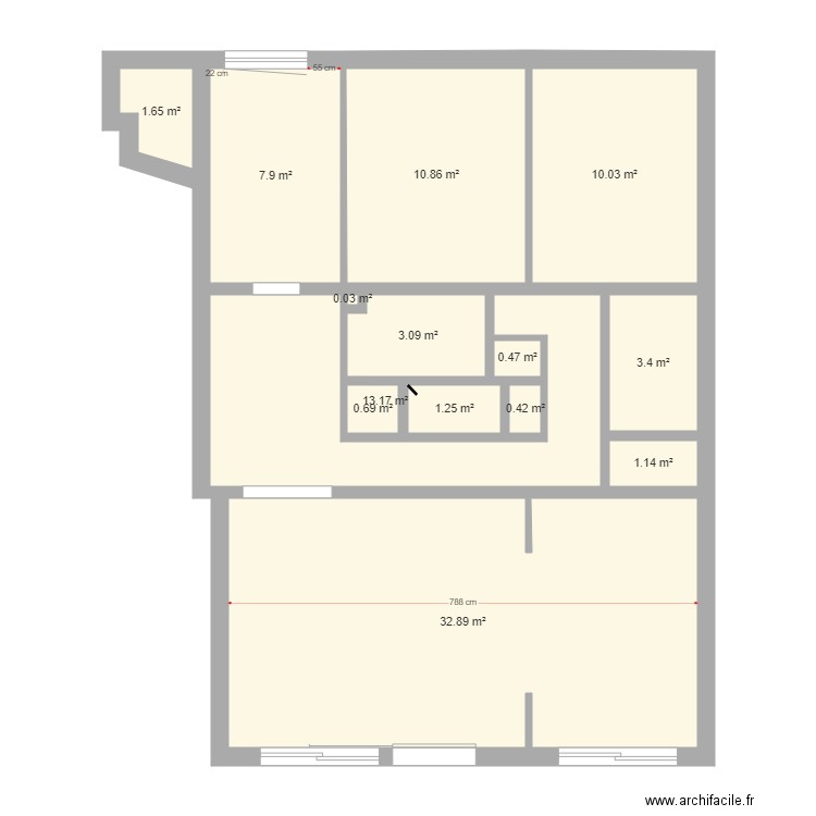 64 av general leclerc. Plan de 14 pièces et 87 m2