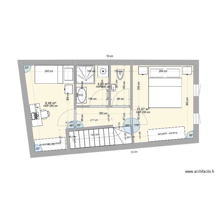 etage1QUINQUIES. Plan de 3 pièces et 29 m2