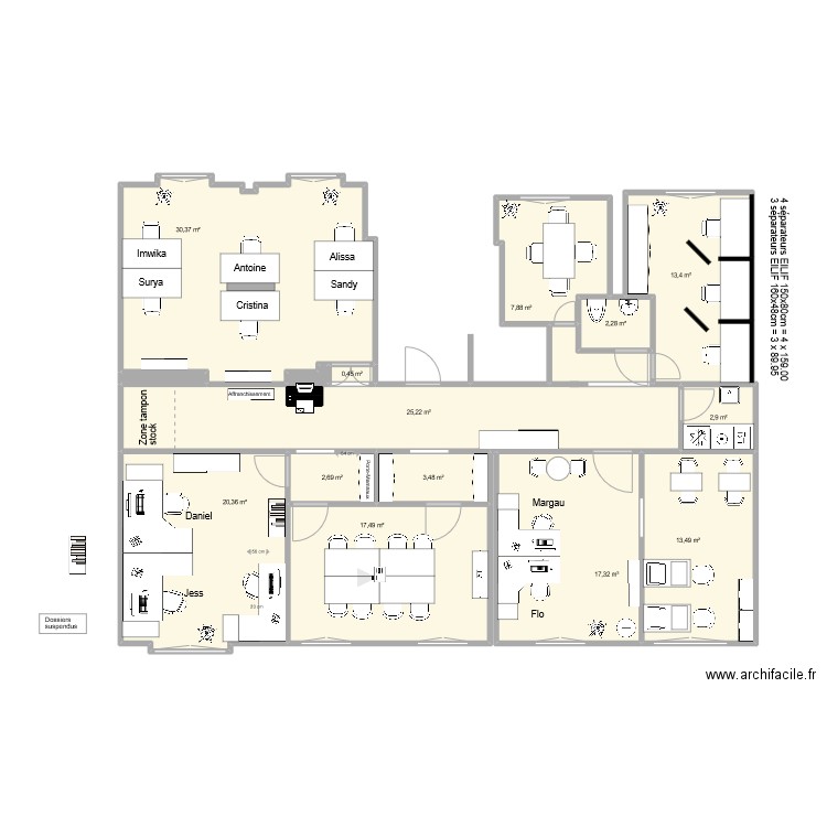 midi 10. Plan de 15 pièces et 158 m2