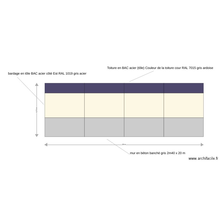 façade est . Plan de 0 pièce et 0 m2