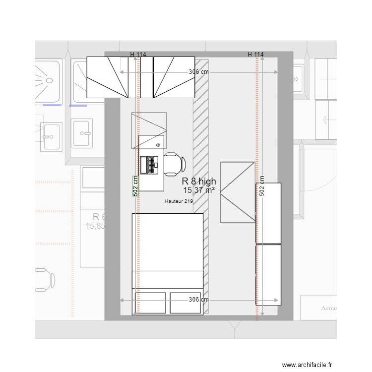 Noyer travaux. Plan de 27 pièces et 240 m2