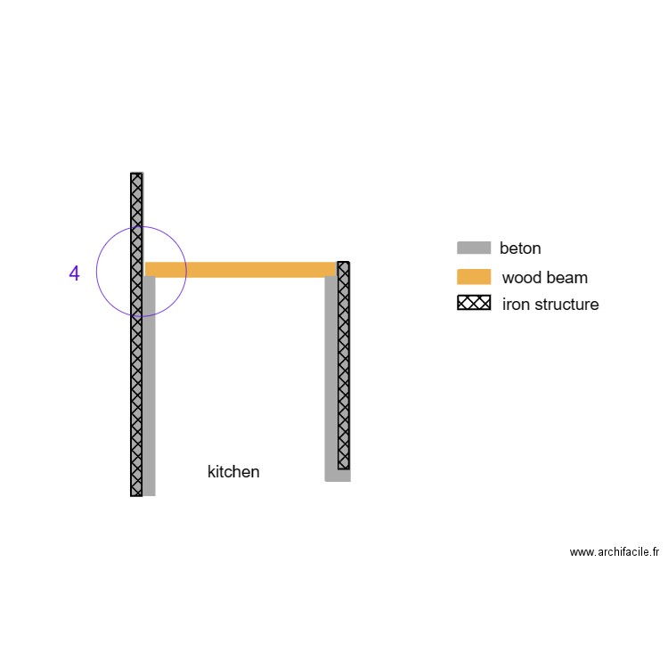 detail kitchen wood beam. Plan de 0 pièce et 0 m2