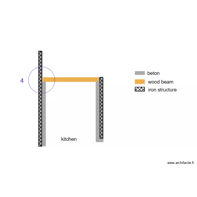 detail kitchen wood beam. Plan de detail kitchen wood beam. Plan de