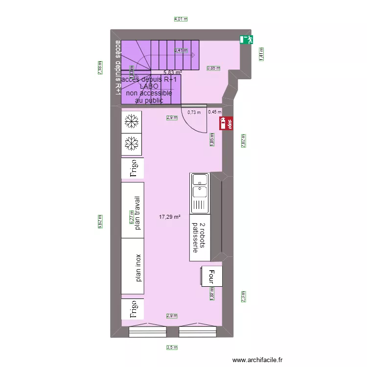 BOQUITA LABO R2  AVANT TRAVAUX. Plan de 