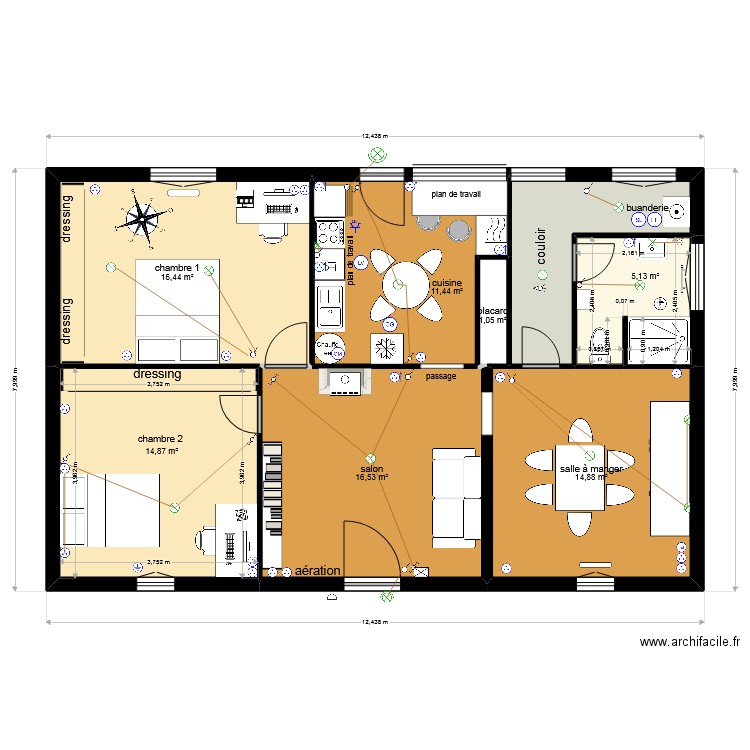 plan definitif Morcenx 2. Plan de 8 pièces et 87 m2