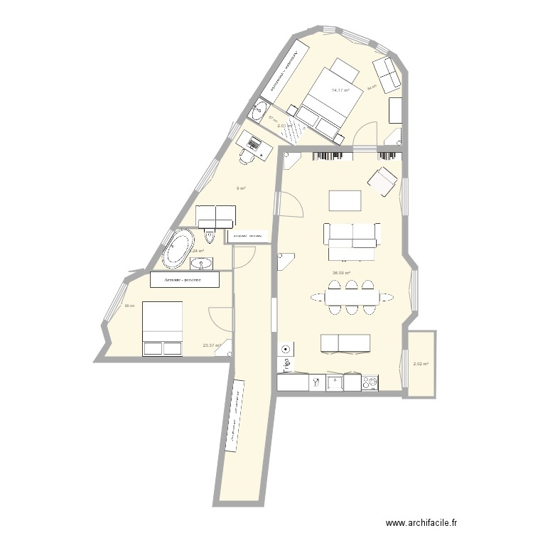 tolbiac 13eme 0311 ter. Plan de 0 pièce et 0 m2