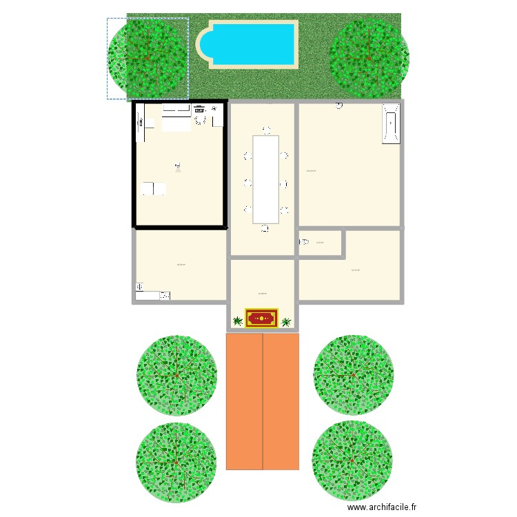 espagnol. Plan de 6 pièces et 282 m2