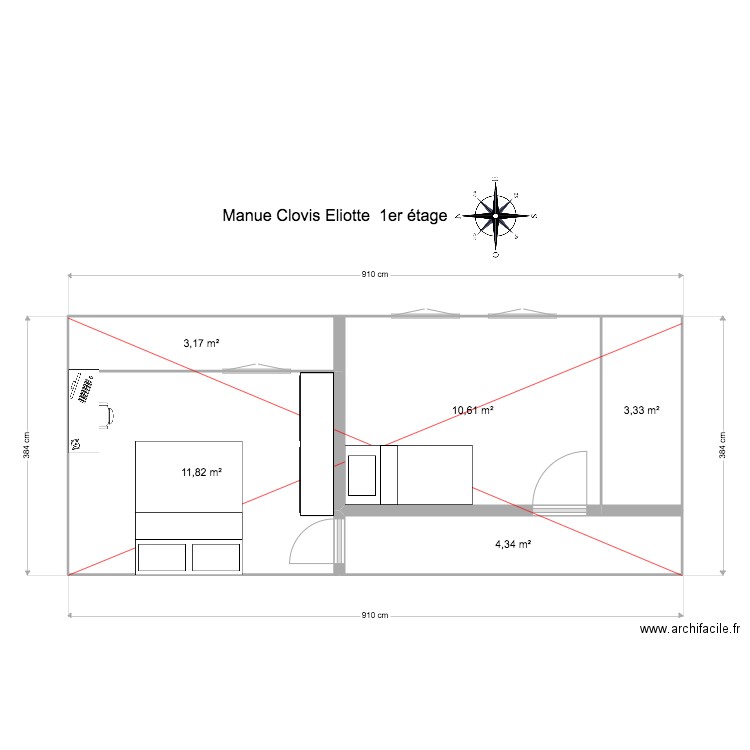 MANUE CLOVIS 1ER. Plan de 5 pièces et 33 m2