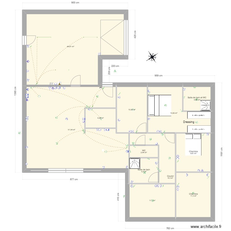 2023 02 08 Implantation électrique DECAYEUX. Plan de 12 pièces et 179 m2