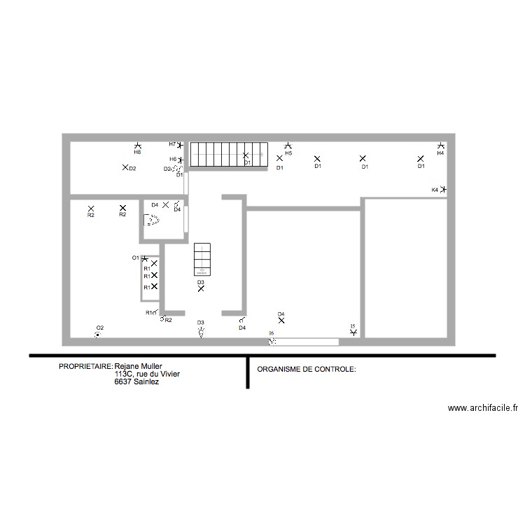 ETAGE MICHEL SAINLEZ. Plan de 5 pièces et 80 m2