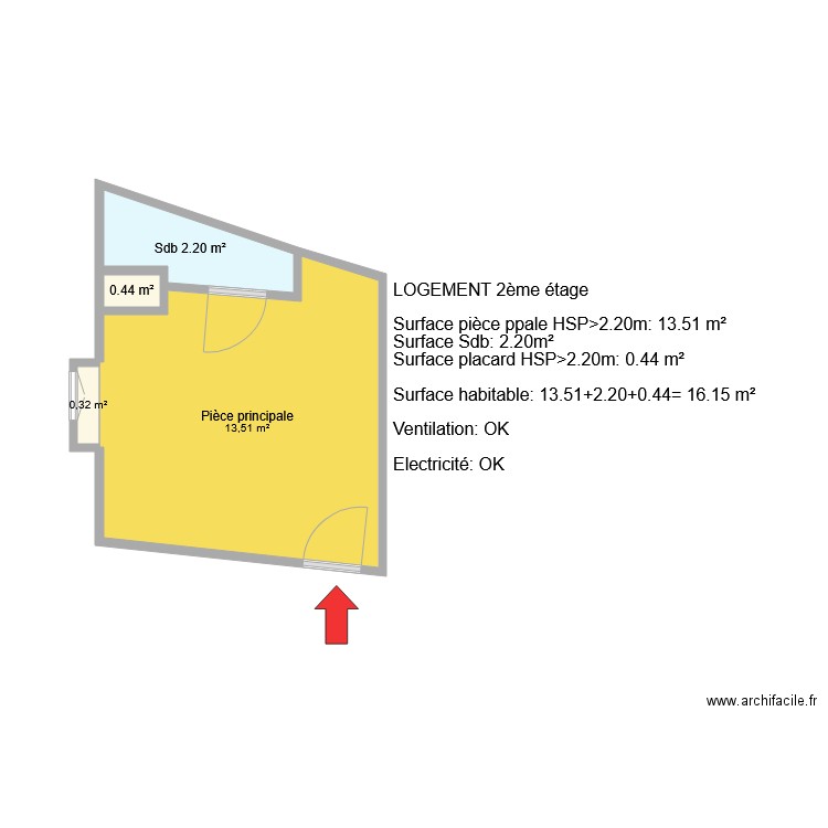 26  ville en Pierre . Plan de 4 pièces et 16 m2