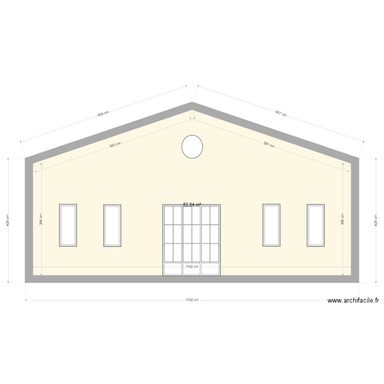 façade levant. Plan de 0 pièce et 0 m2