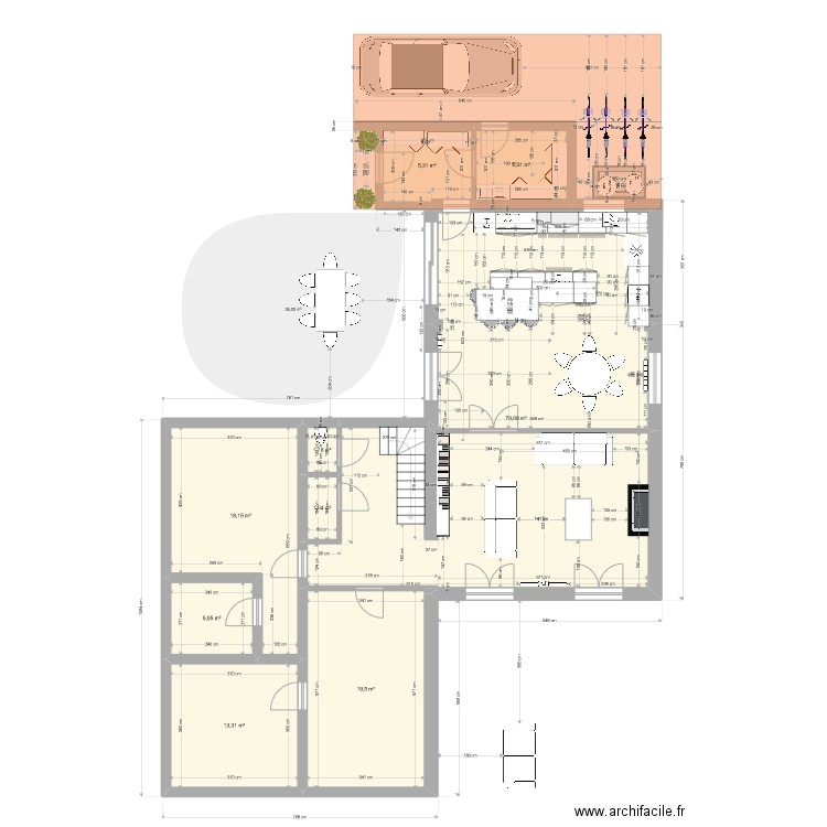 Marcy fevrier + entrée debarras auvent voiture. Plan de 9 pièces et 148 m2