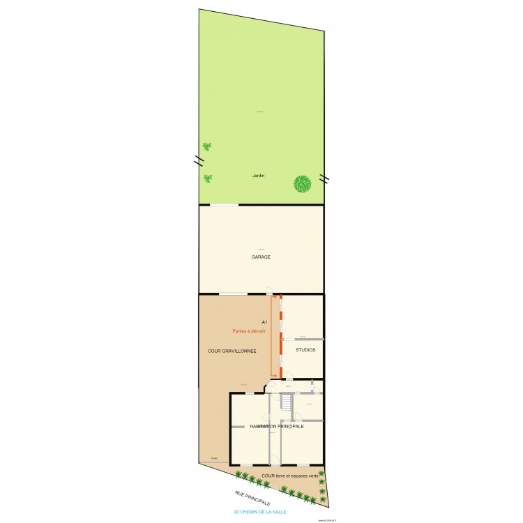 Parties à démolir. Plan de 0 pièce et 0 m2