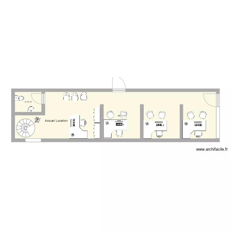 amenagement agence 3 VH dédié location 4 bureaux. Plan de amenagement agence 3 VH dédié location 4 bureaux. Plan de