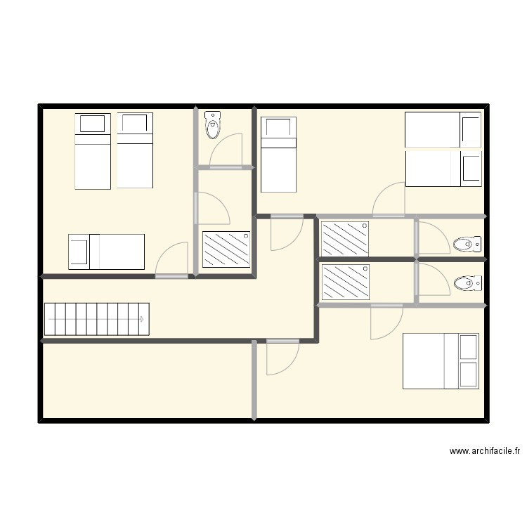 Gite étage . Plan de 10 pièces et 81 m2