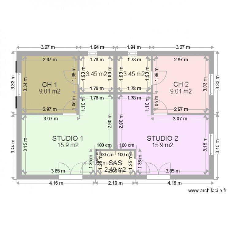 STUDIOS FINIS cotes. Plan de 0 pièce et 0 m2