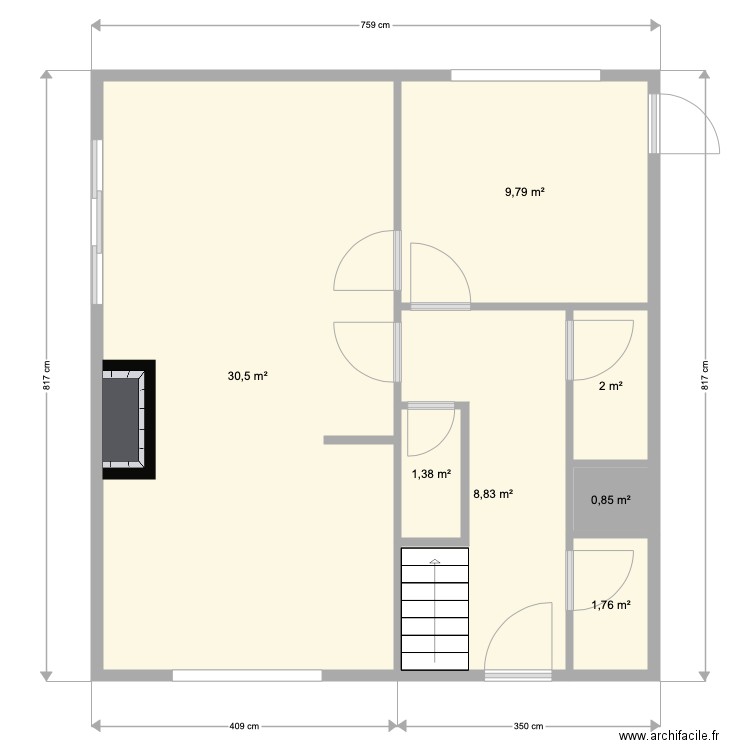 20211103 Projet DIEVAL. Plan de 7 pièces et 55 m2