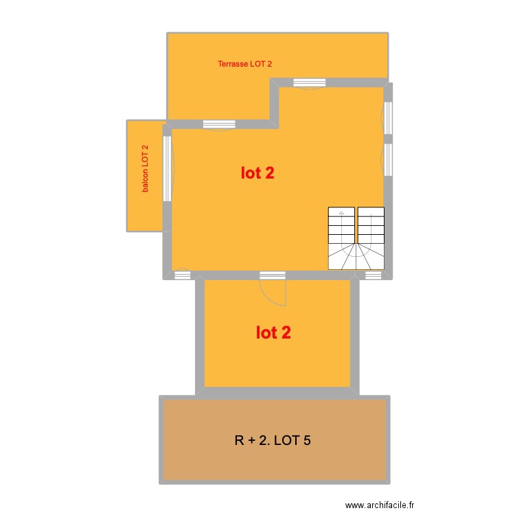 2 EME ETAGE MATAFAN . Plan de 5 pièces et 64 m2