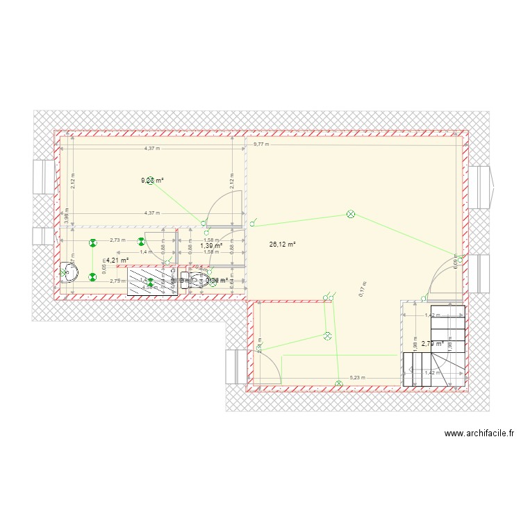 cormoreche rdc. Plan de 7 pièces et 69 m2