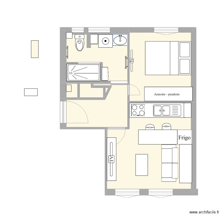 appartement v1 0. Plan de 5 pièces et 28 m2