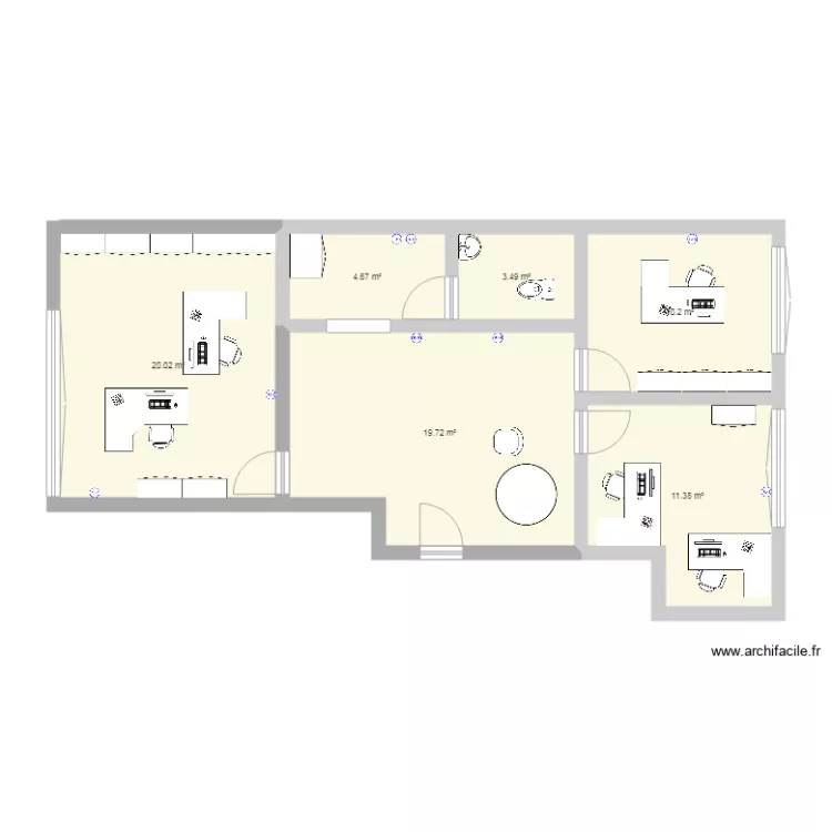 plan bureau v2 open space . Plan de 
