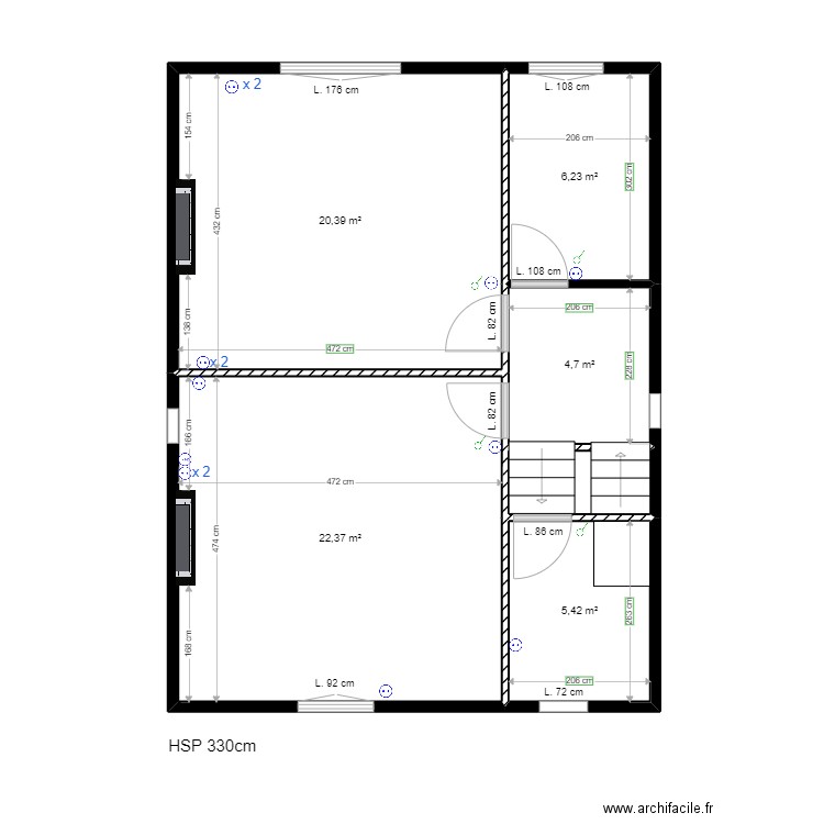 LAMARTINE 2ND. Plan de 6 pièces et 61 m2