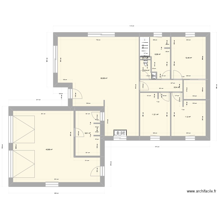 plan RDC. Plan de 10 pièces et 160 m2