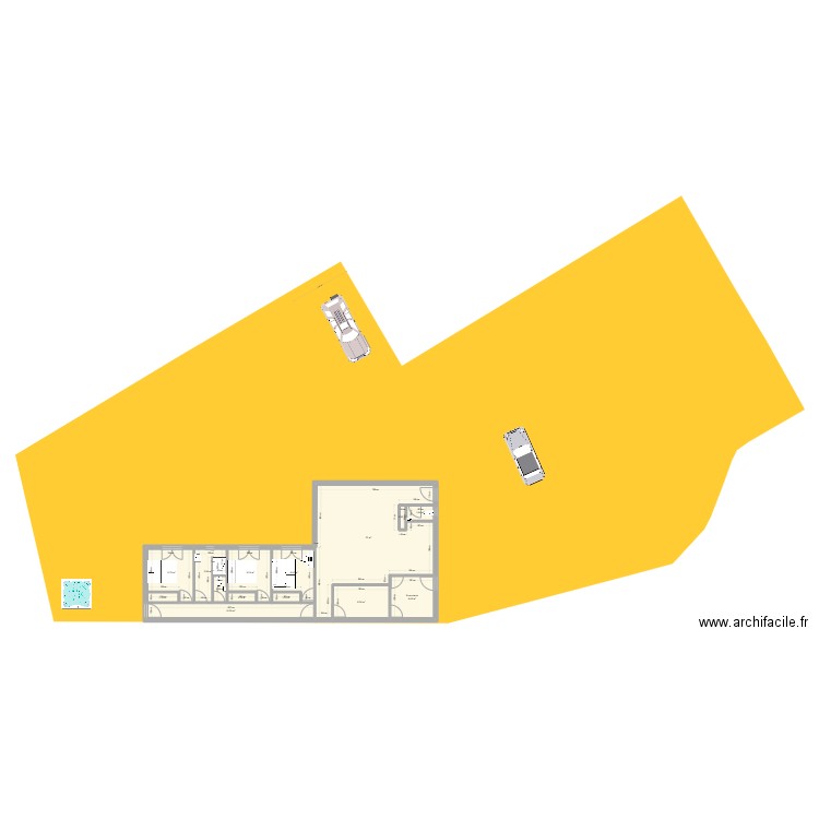 bloc nuit. Plan de 14 pièces et 123 m2