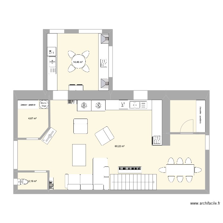 Plan La Villa Zen - RDC. Plan de 4 pièces et 82 m2
