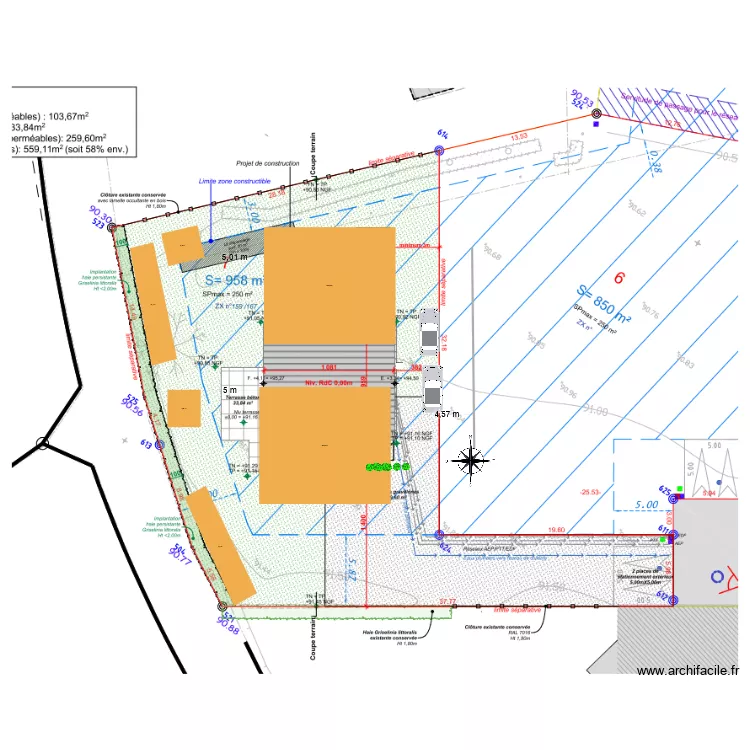 ue de la loge avec plan Maou&eacute; Centre. Plan de 