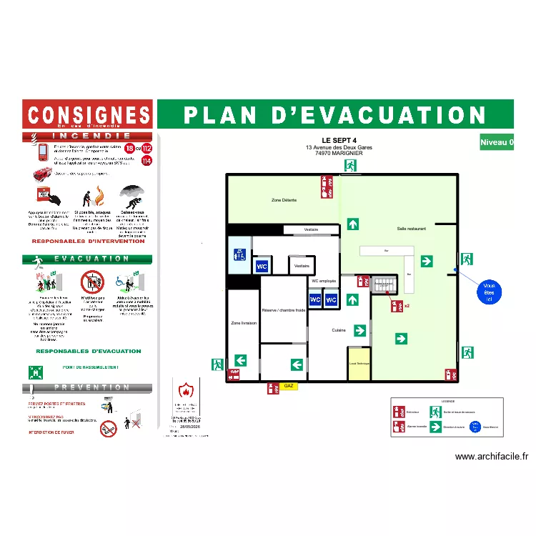 Plan d'évacuation 2 Restaurant Le sept 4. Plan de 17 et 204 m² Plan d'évacuation 2 Restaurant Le sept 4. Plan de 17 et 204 m²