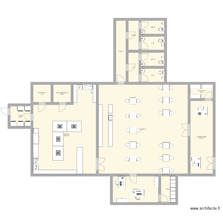 Innovation lab. Plan de 16 pièces et 251 m2