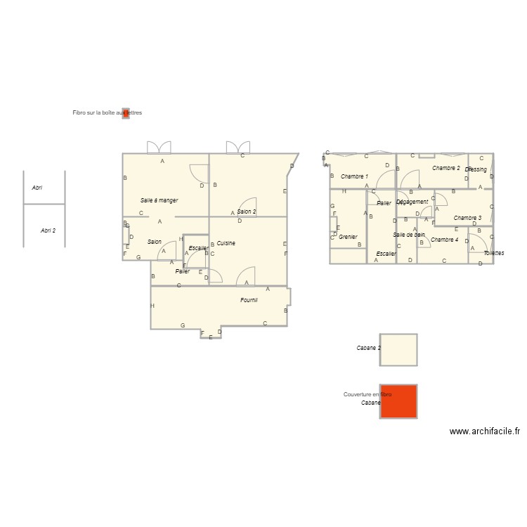 Croquis_ROQUES_amiante2. Plan de 22 pièces et 85 m2