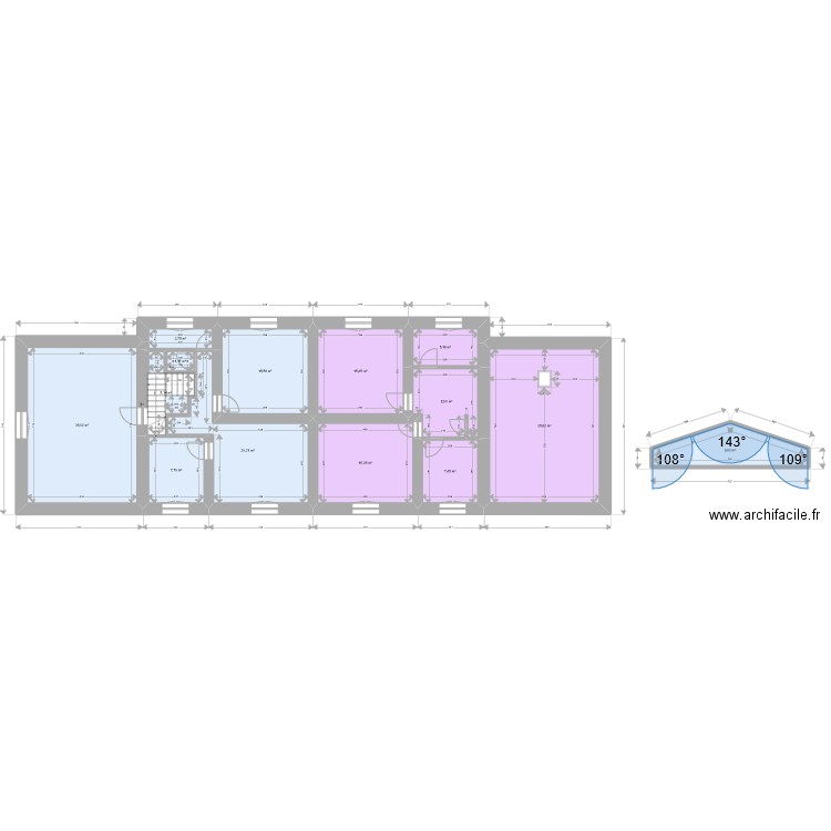 lamorville 1er. Plan de 14 pièces et 187 m2