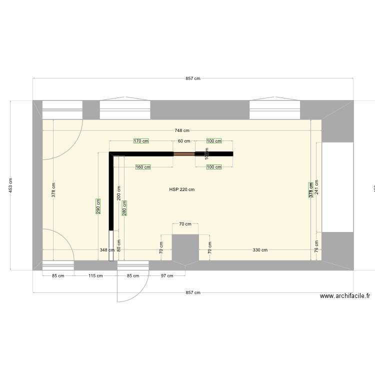 Cuisine . Plan de 1 pièce et 28 m2